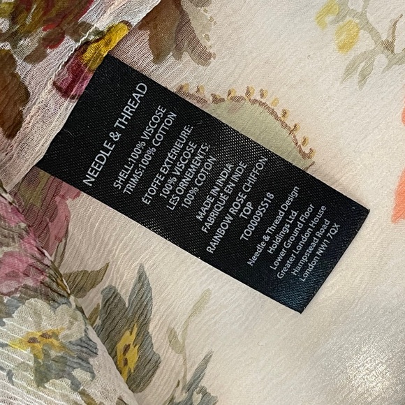 Needle & Thread Floral Print Ruffle Blouse Size:4 - Picture 10 of 12